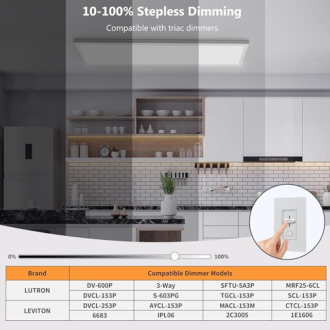 AIKVSXER 30 Pack 1x4 LED Flat Panel Light, 50W 5500LM Surface Mount Ceiling Fixture, 3CCT (3000K/4000K/5000K), Ultra-Thin 48In, 10-100% Triac Dimmable for Kitchen, Garage, Office, Basement