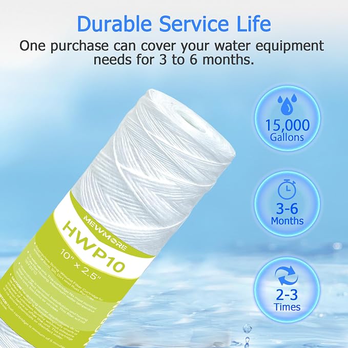 5 Micron Whole House Water Filter Cartridge, String Wound Sediment Filters - Image 6