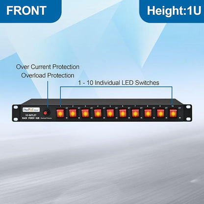 10-Outlet 1U Rack Mount Power Strip - Image 2