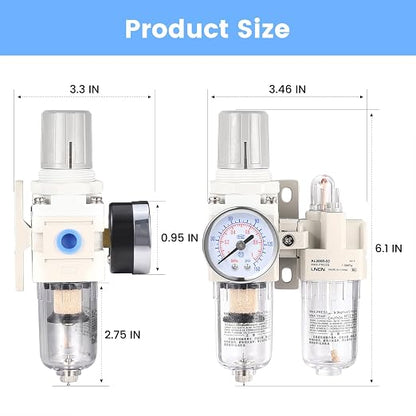 1/4 Inch NPT Compressed Air Filter Air Pressure Regulator Water-Oil Separator - Image 3