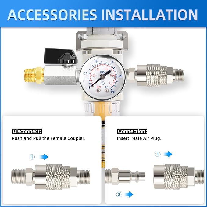MEANLIN Air Compressor Moisture Filter, AW2000 Air Line Filter, 1/4" NPT Inlet - Image 5