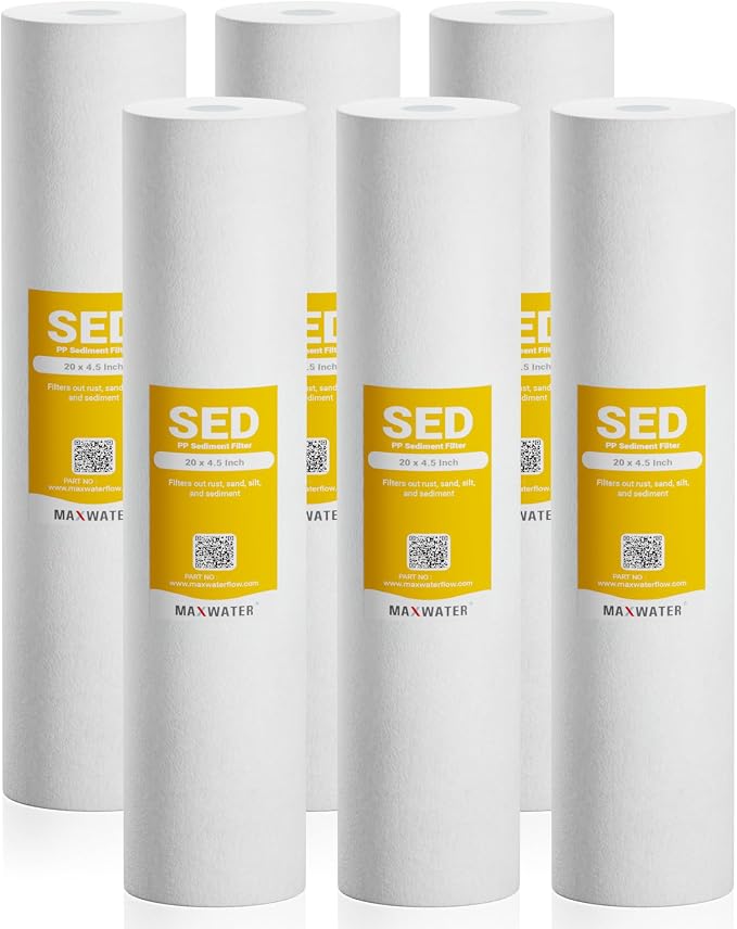 Max Water 5 Micron 20 x 4.5 Sediment Filter 20 inch Whole House BB Water by MaxWater