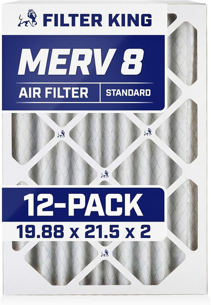 Filter King 19.88x21.5x2 Air Filter | 12-PACK | MERV 8 HVAC Pleated A/C Furnace by FilterKing