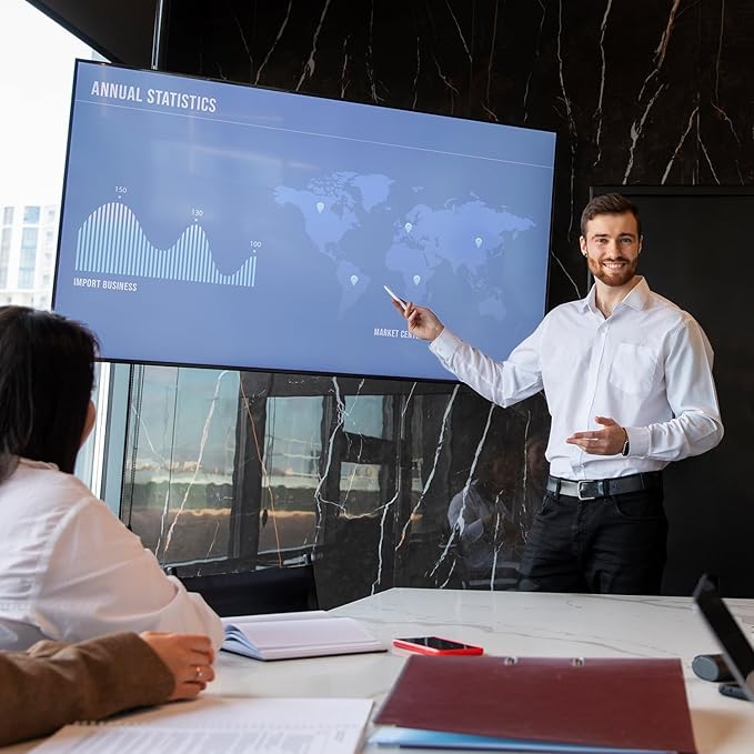 TouchWo 55" Interactive Touchscreen Monitor, Smart Board FHD 1080P Display with Wall Mount, Android 12 Smart Touch Screen Presentation Electronic Whiteboard for Office & Classroom, RAM 4G & ROM 64G