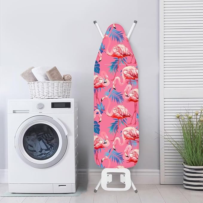 ZCFYGDX Flamingo Palm Leaf Print Ironing Board Covers (18 x 58 in) Hook & Loop Elastic Edge Easy to Install, Scorch Resistant,Lightweight & Breathable Anti-Slip & Wear-Resistant Home Size-2XL