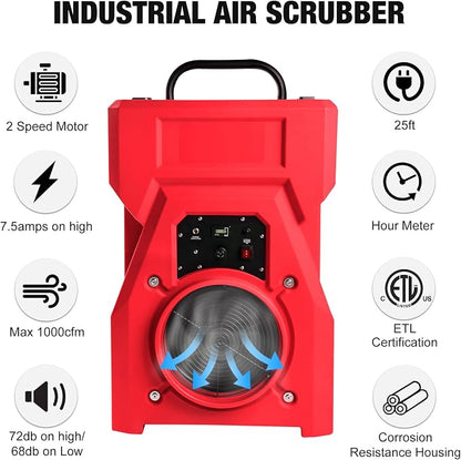MOUNTO 1000cfm Portable Industrial Air Purifier Negative Air Scrubber - Image 4
