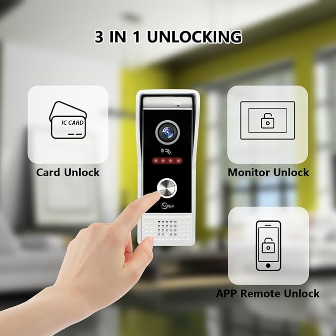 Wired Smart Video Apartments Intercom System,10 Inch Monitors with 1080P Doorbell Camera,3-in-1 Unlocking,TUYA WiFi Door Phone Kits, Ideal for Villas & Homes (1 doorbell + 3 Monitor)