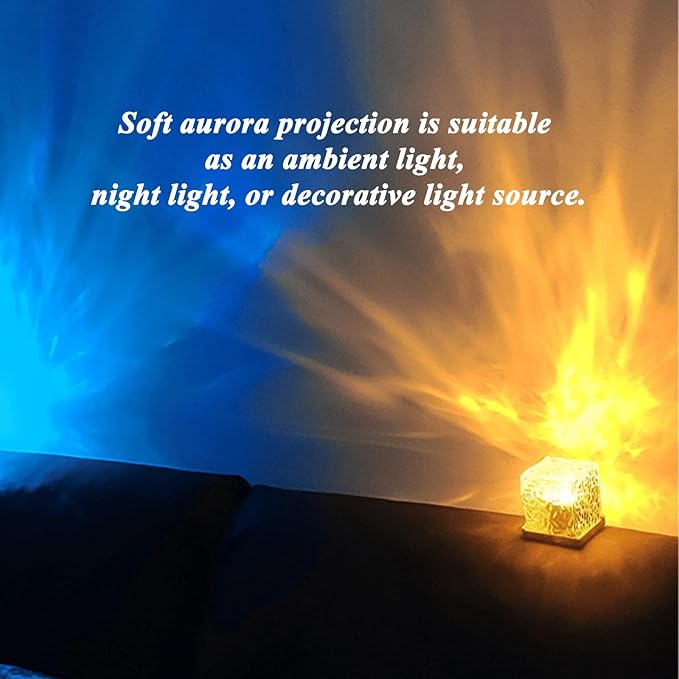 Aurora Borealis Night Light Projector, Aurora Dreamscape Projector, Magical Northern Lights for Your Room, 3/16 Colors Ambient Dynamic Wave Cube Lamp with Remote (3 Colors Rechargeable, Plastic)