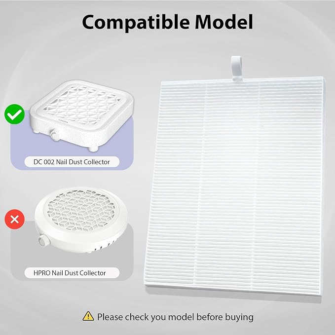 HAMARA Nail Dust Collector Replacement Filters 2 Pack – Reusable 6x7 Inch - Image 3