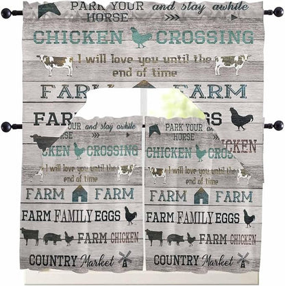 Farmhouse Swag Kitchen Curtains Valance and Tier Set, Rod Pocket Short Curtain by Unknown