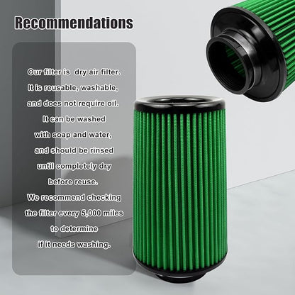 RYANSTAR RACING 76mm 3" High Flow Round Tapered Cone Cool Air Filter Cleaner - Image 6