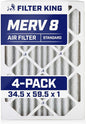 Filter King 34.5x59.5x1 Air Filter | 4-PACK | MERV 8 HVAC Pleated A/C Furnace by FilterKing
