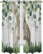Easter Kitchen Curtains, Country Rabbit Botanical Leaves Wooden Grain Light by Unknown