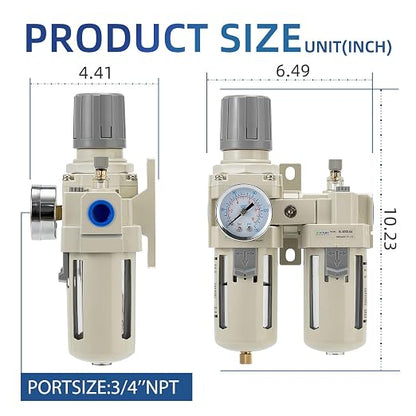 1/2" NPT Air Compressor Oil-Water Separator, Air Pressure Regulator, Compressed - Image 3
