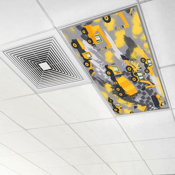 6 Pcs Fluorescent Light Covers for Ceiling Lights Yellow Construction Vehicles - Image 6