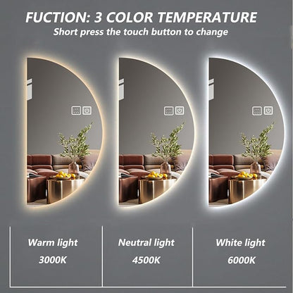 LED Bathroom Mirror with LED Lights, Wall Mounted Bathroom Mirror with Demister - Image 3