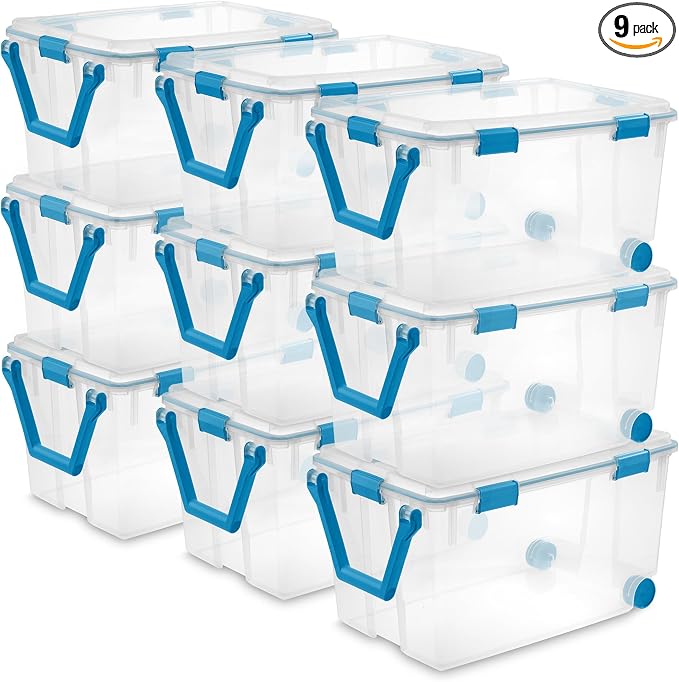 Sterilite 9-Pack Gasket Box, Weather-Resistant Storage Bins by Sterilite