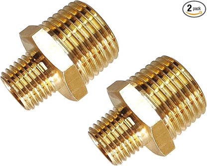 2pcs 1/2" NPT x 1/4" NPT Brass Nipple, 1/2 to 1/4 Adapter Fitting Reducing by Gadoutcover