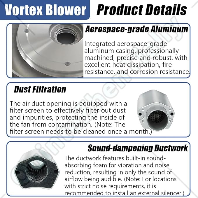 Vortex Ring Regenerative Blower, Single Phase High-Pressure Industrial Vacuum - Image 7