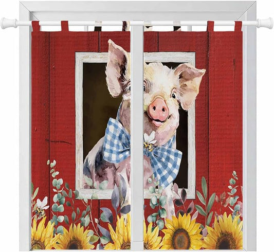 Pig Sunflowers Living Room Curtains 84 Inch Length, Window Curtains Tab Top by Unknown