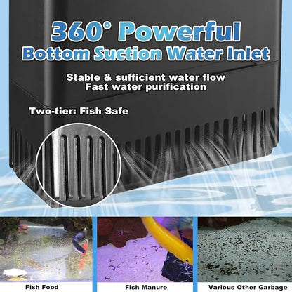 Turtle Tank Filter Aquarium Filter Power Adjustable 20-75 Gal. 290GPH Large - Image 4