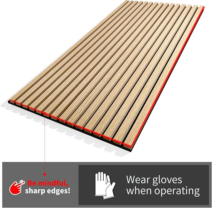 Art3d 6-Piece Wood Slat Acoustic Panels for Stylish Decor and Noise Reduction, 3D Textured Panel for Ceiling and Wall, Matte Black