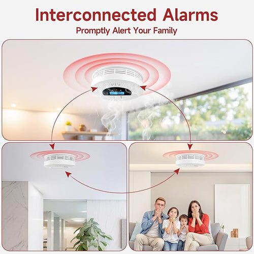3-Pack Interconnected Smoke Detectors and Carbon Monoxide Alarm with Test & Silence Button, Battery Powered, Smoke and CO Detector for Any Room, Peace of Mind