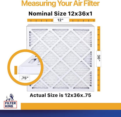 Filter King 12x36x1 Air Filter | 4-PACK | MERV 13 HVAC Pleated A/C Furnace - Image 2