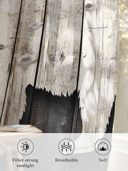 Sheer Curtains 108 Inches Long, Vintage White Brown Bear Semi Sheer Curtains - Image 6