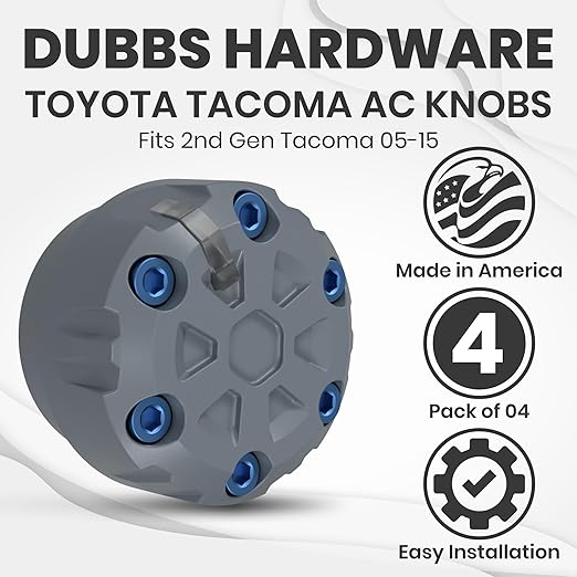 4 Pack - 2nd Gen Tacoma Accessories AC Knob Upgrade - 2005,2006,2007,2008,2009,2010,2011,2012,2013,2014,2015 Tacoma Climate Control Dial Mods Set - for Toyota Interior Replacement Kit