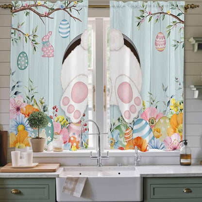 Easter Bunny Window Curtains 63 Inch Long 2 Panel Set, Rod Pocket Bedroom by Unknown
