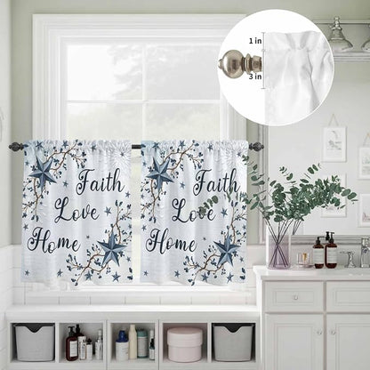 Kitchen Curtains Tiers and Valance Set of 3, Texas Star Country Light Filtering - Image 8