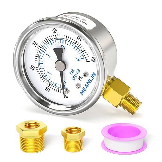 MEANLIN MEASURE 0~60Psi Dry Pressure Gauge Stainless Steel 1/8" NPT 2" FACE by MEANLINMEASURE