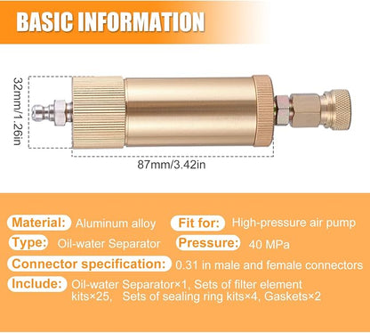 High Pressure PCP Air Filter Oil-Water Separator, 40MPa/5800Psi Inline Moisture - Image 2