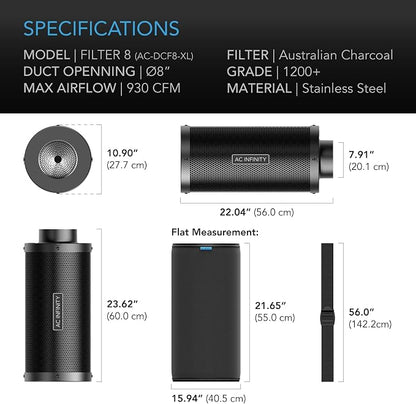 AC Infinity Air Carbon Filter XL 8", - Image 6