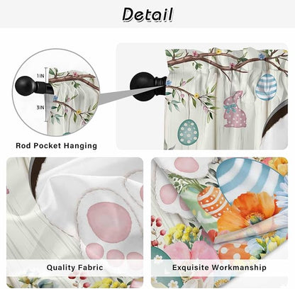 Easter Window Curtains 63 Inch Long 2 Panel Set, Rod Pocket Bedroom Curtains & - Image 9