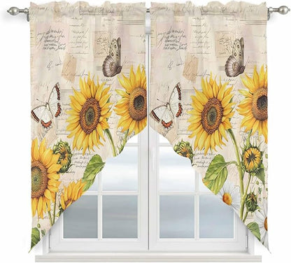 Yellow Sunflowers Swag Valances by Unknown