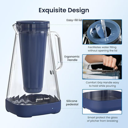 GLACIER FRESH 10 Cup Purela Glass Water Pitcher - Image 6