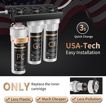 Under Sink Alkaline Water Filter, 9-Layer Water Filter System Reduces Heavy - Image 9