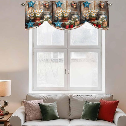 Country Flower Tie Up Valance for Window, Western Texas Star Butterfly Barn - Image 6