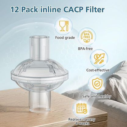 12-pack CPAP Inline Filter, Universal Inline CPAP Filter Compatible - Image 5