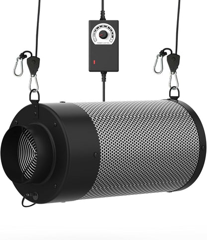 Air Carbon Filter with Built-in Fan, 4 Inch, Australian Virgin Charcoal by HYDROWE