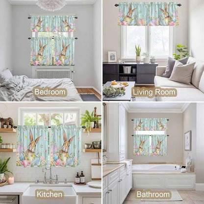 Kitchen Curtains Tiers and Valance Set of 3, Easter Light Filtering Window - Image 7