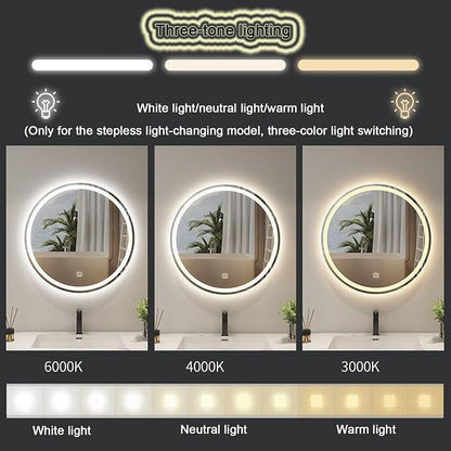 Round Bathroom Mirror with LED Lights and Demister，Round LED Bathroom Mirror - Image 3