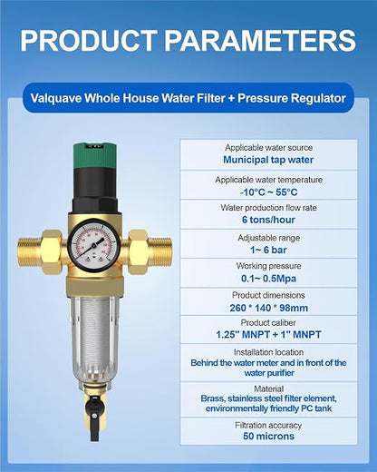 Spin Down Sediment Filter with Water Pressure Regulator, 2 in 1 Whole House - Image 8