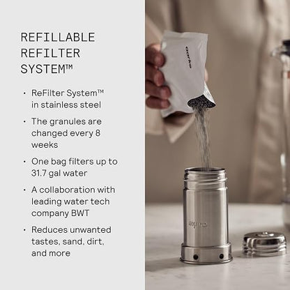 Aarke Purifier Large 1.66L Glass Pitcher Bundle w/Steel Filter, 3 Enriched + 1 - Image 3