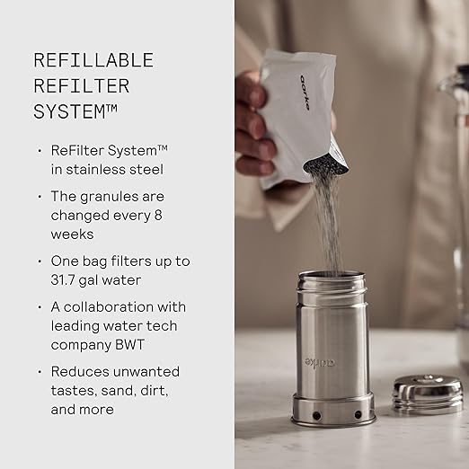 Aarke Purifier Glass Water Pitcher, Refillable Stainless Steel Filter, 8-Weeks - Image 7