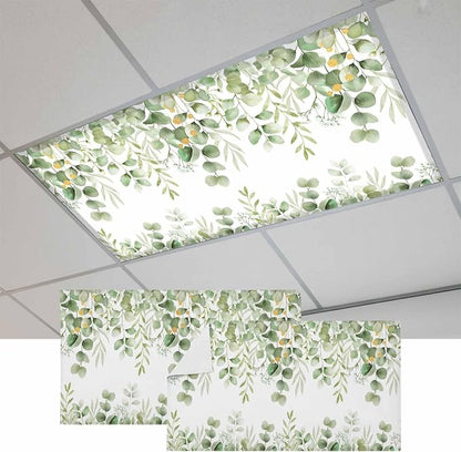 Fluorescent Light Covers for Ceiling Lights Sage Green Eucalyptus Leaves by Home+L6