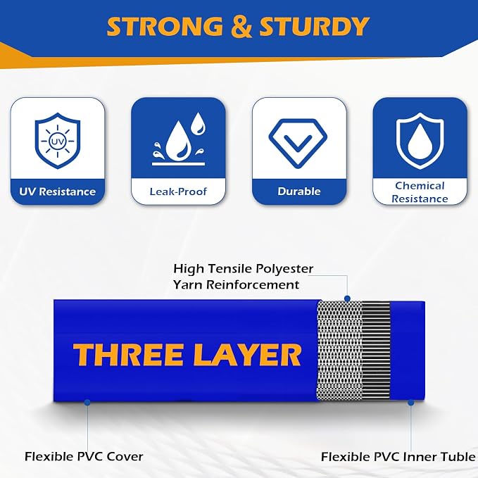 2" x 50 ft Discharge Hose for Swimming Pools, Heavy Duty PVC Lay Flat Water - Image 4