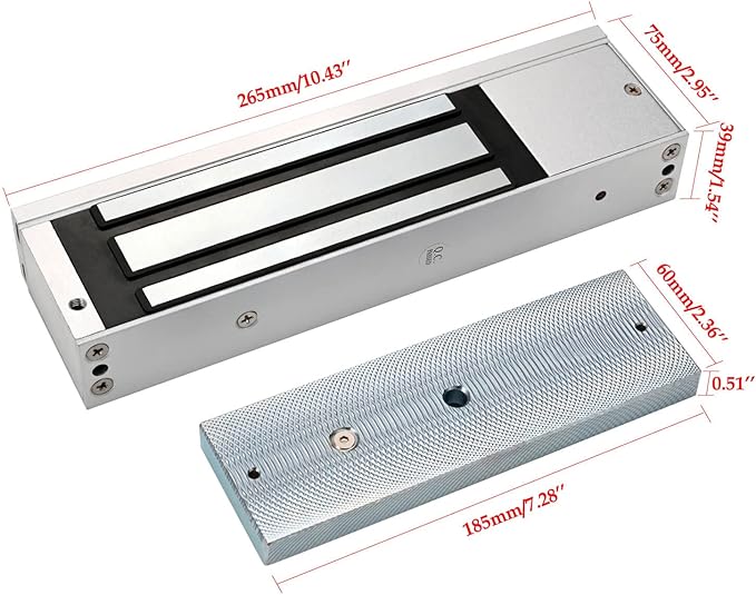 Electric Magnetic Lock 500KG 1200LBS Holding Force Electromagnet Lock 12V Fail Safe NC Mode Single Door for Access Control System